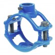 Collier de prise en charge ROC GT2 PLUS 63 PB M40×3 en fonte époxy-cataphorèse avec joint double effet EPDM et boulonnerie inox.