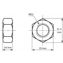 Dimensions de l'écrou hexagonal inox A4 DIN 934 M12