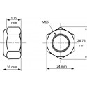 Dimensions de l'écrou indesserrable M16