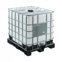 Container IBC 1000 litres rénové lavé anti-UV avec palette plastique et vanne DN 50