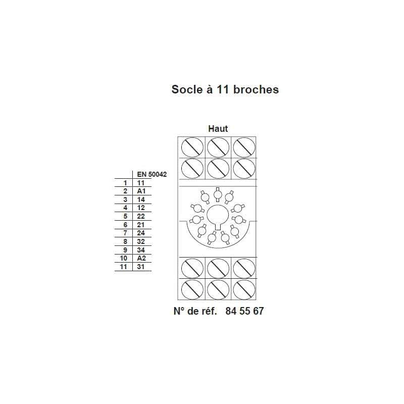 Socle 11 broches pour relais MicroCAS/ MiniCAS II