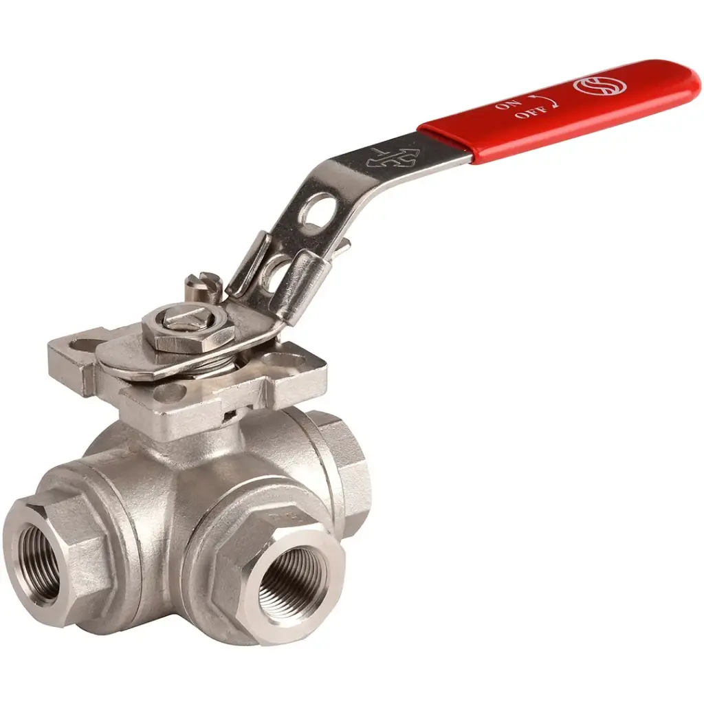 Robinet à tournant sphérique 3 voies taraudé lumière en L BSP FFF 1"