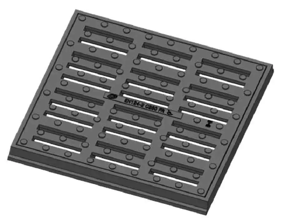 Grille Fonte plate 400x400 C250 