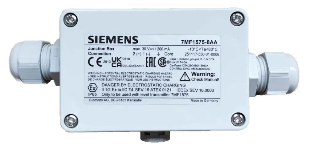 Boite de jonction pour raccordement de sonde piezo SITRANS LH300 avec ventilation indice de protection IP65 Matière: plastique	 