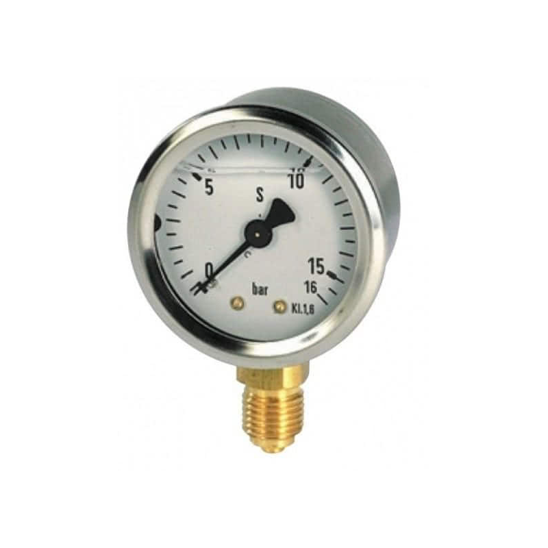 Manomètre Inox /Laiton radial glycérine 0-16 bars D63