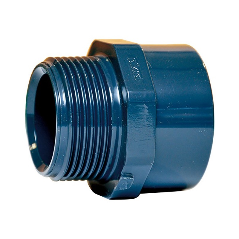 Manchon PVC-U Pression à coller/visser D63 ou D50 x M 1'' 1/2