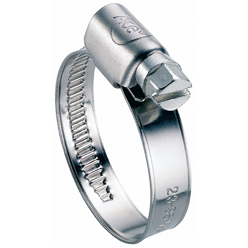 Collier à tourillons Inox 304 à bande non perforée plage de serrage 40-60 mm - Boîte de 50 pièces