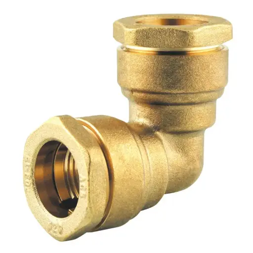 [COUDEISI90 25] Coude laiton serrage extérieur 90° ACS PEHD 25