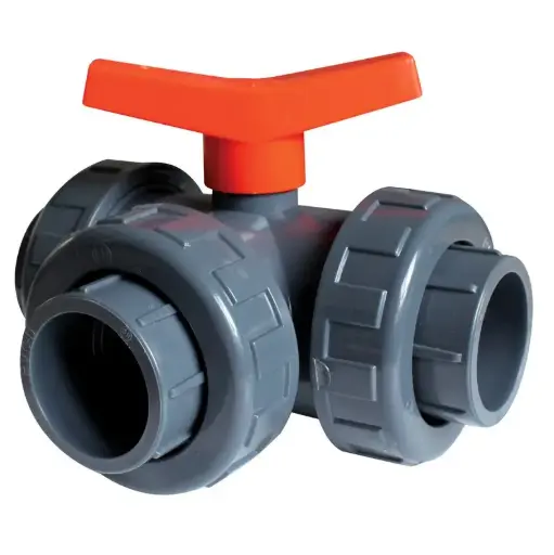 [3VOIESPVCP T63] Vanne 3 voies PVC pression en T Ø63