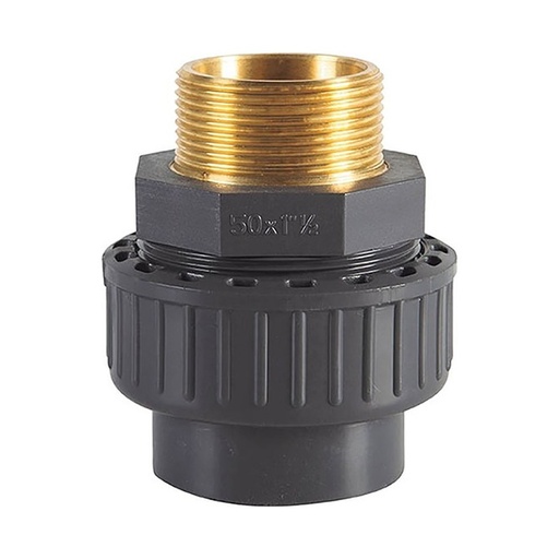 [344PVCPL50112] Raccord union PVC-U à coller D50 x laiton 1 1/2"M