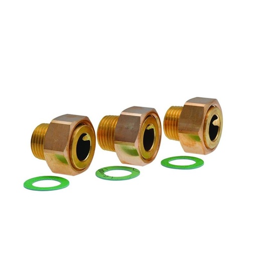 [ALG253B] Jeu de 3 Raccords 3 pièces en laiton DN25 (1" 1/2 x 1")